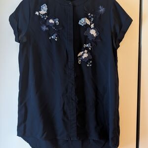 Simply Vera Vera Wang Midnight Blue Floral Blouse